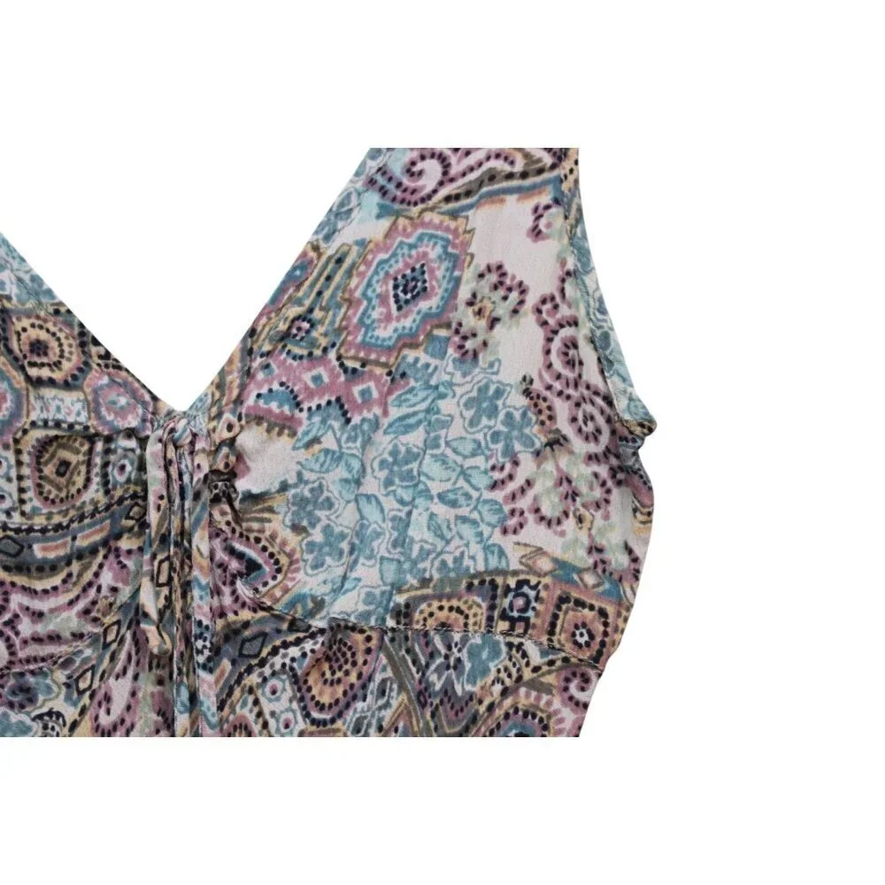Vintage Y2K 90s Babydoll Dress Medium Multicolor Paisley Grunge Dainty Flowy - Picture 5 of 12